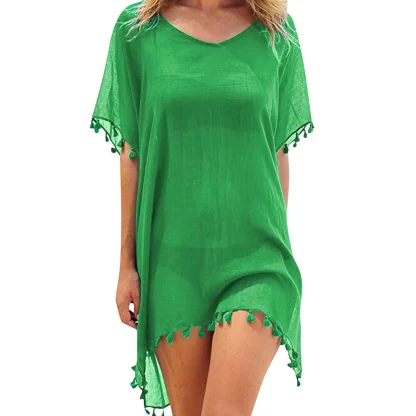 Solid Tassel Dress Swimsuit Cover Ups