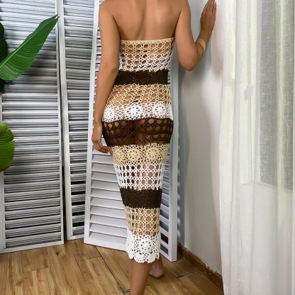 Sexy Crochet Striped Swimsuit Cover Ups - Image 2
