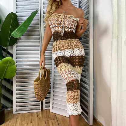 Sexy Crochet Striped Swimsuit Cover Ups - Image 4