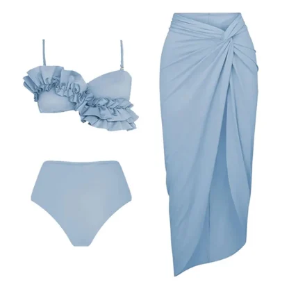 Draped High Slit Skirt Swimsuit Cover Up - Image 2