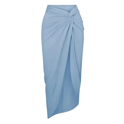 Draped High Slit Skirt Swimsuit Cover Up