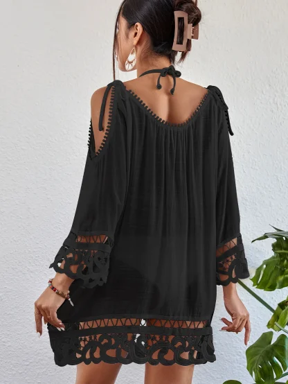 Cold-shoulder Dress Swimsuit Cover Up - Image 2