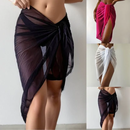 Sheer Mesh Wrap Swimsuit Cover Ups - Image 7