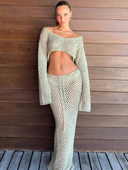 Sexy Hollow Out Set Swimsuit Cover Up