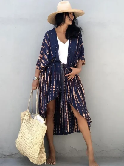 Striped Tie Dye Swimsuit Cover Ups