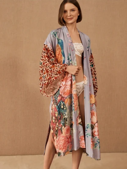 Floral Midi Robe Swimsuit Cover Up - Image 4