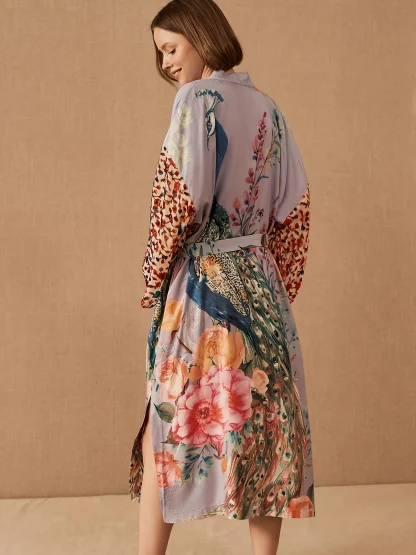 Floral Midi Robe Swimsuit Cover Up - Image 5