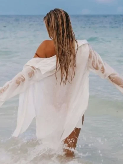 Long Sleeve Shirt Swimsuit Cover Ups - Image 3