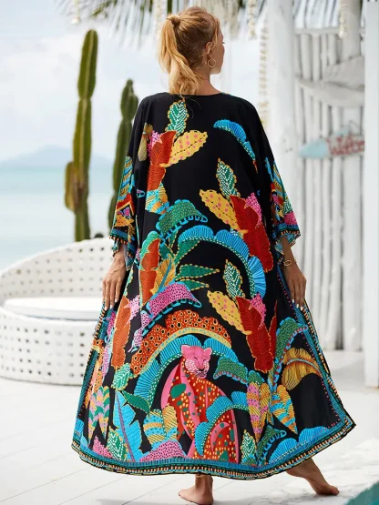 Printed Dress Swimsuit Cover Ups - Image 3