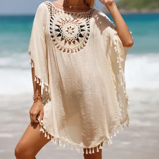 Crochet Floral Pattern Swimsuit Cover Ups