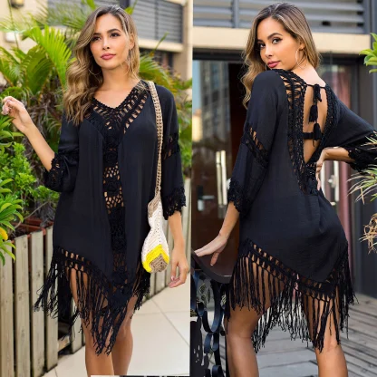 Sexy Backless Tassel Swimsuit Cover Up