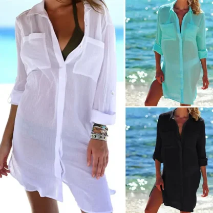 Shirt Mini Dress Swimsuit Cover Ups - Image 2