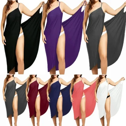 Solid Wrap Dress Swimsuit Cover Ups - Image 7