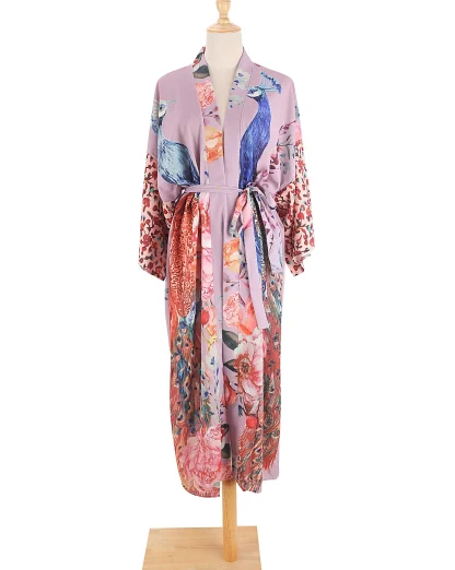 Floral Midi Robe Swimsuit Cover Up - Image 7