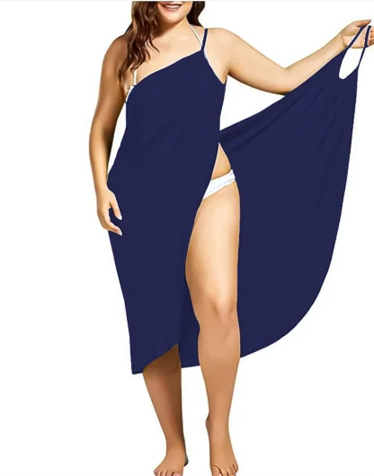Solid Wrap Dress Swimsuit Cover Ups - Image 6