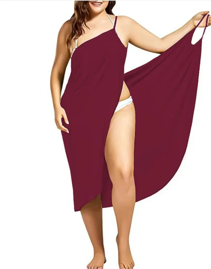 Solid Wrap Dress Swimsuit Cover Ups - Image 5