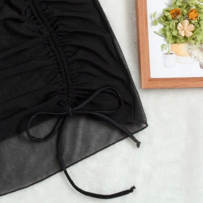 Mesh Drawstring Swimsuit Cover Up - Image 3
