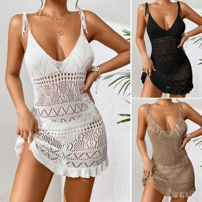 Deep V-neck Dress Swimsuit Cover Ups - Image 6